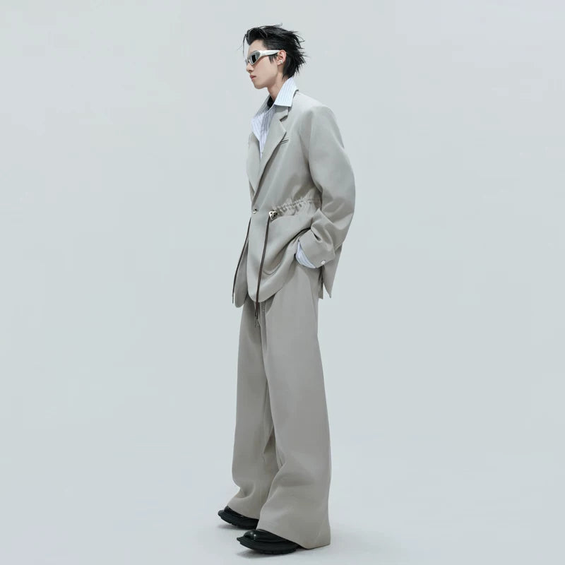 Striped Shirt Drawstring Blazer and Pants (sold separately)