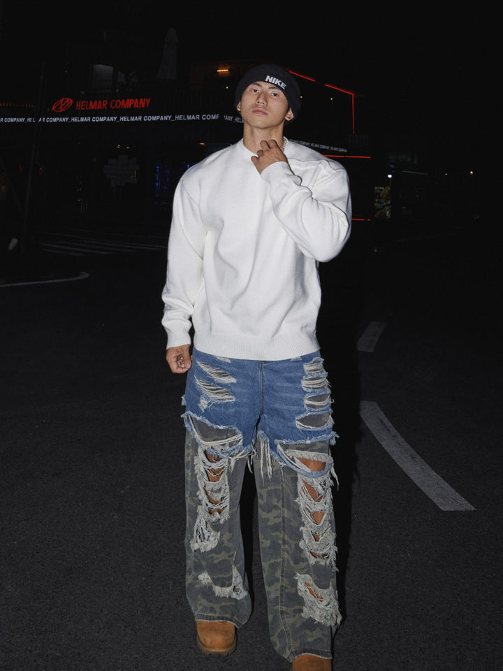 Maglione a maniche lunghe con scollatura asimmetrica 