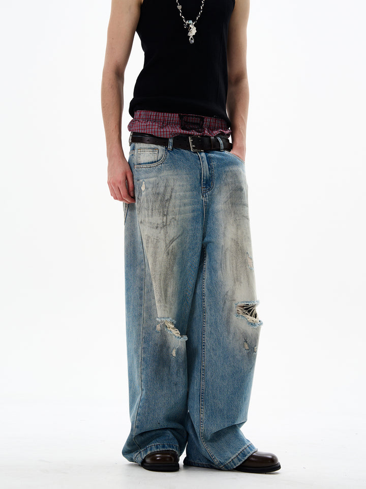 Ripped Wide-Leg Jeans
