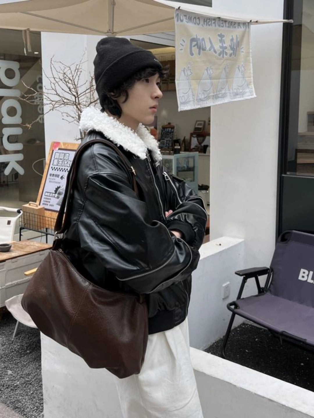 Retro skulder messenger lædertaske 
