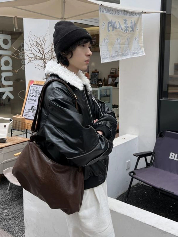 Retro skulder messenger lædertaske 