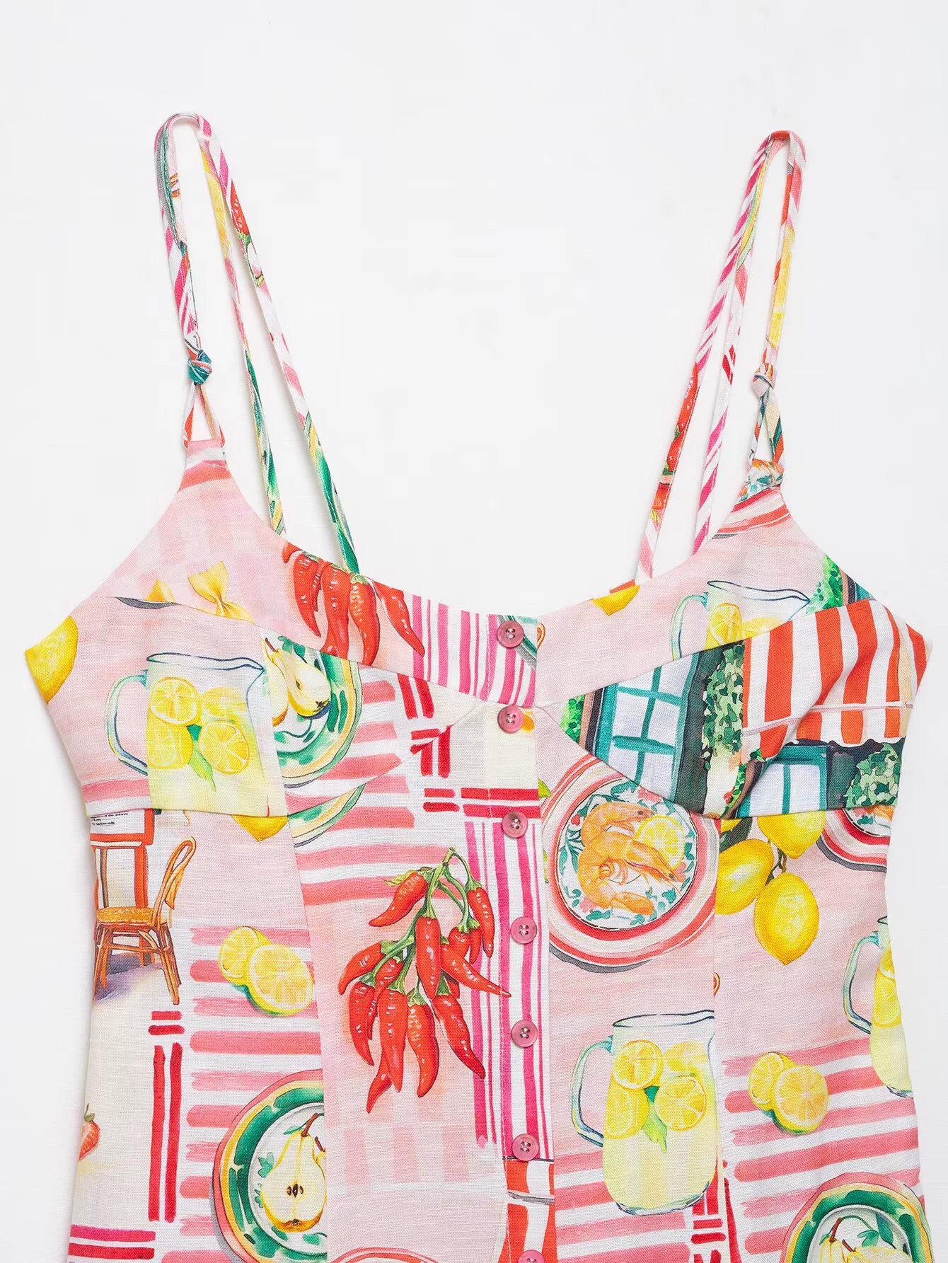 Printed Patchwork Midi Sundress with Straps