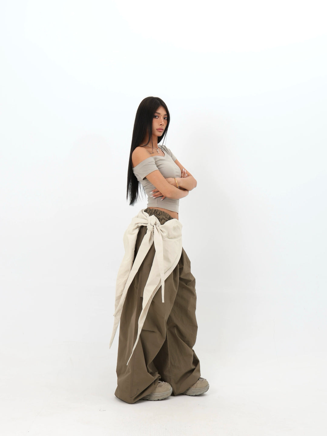 Loose Fit Drawstring Paratrooper Pants