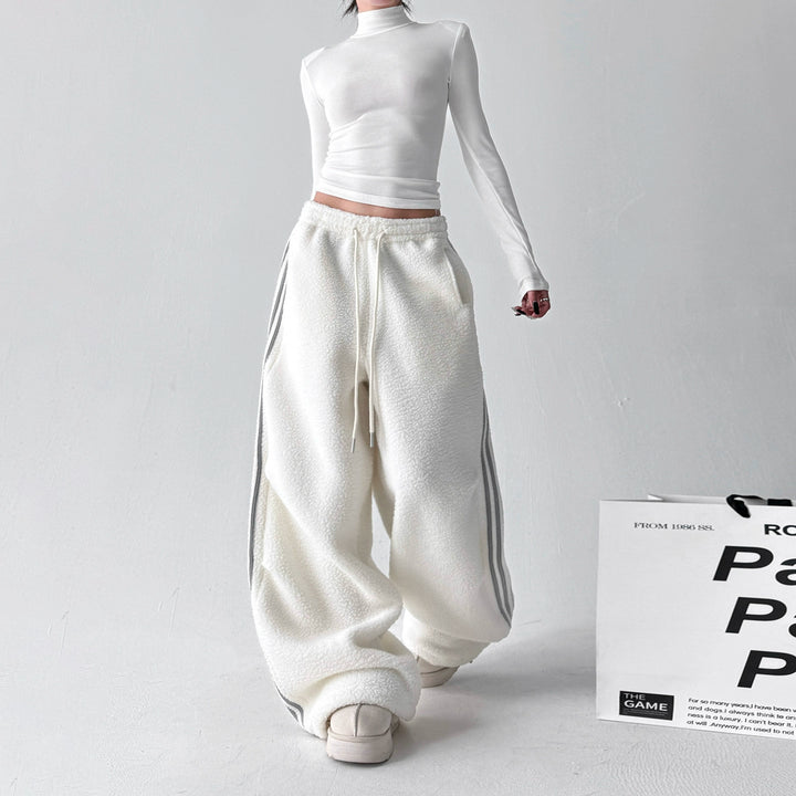 Lambskin Loose Warm Casual Straight Pants