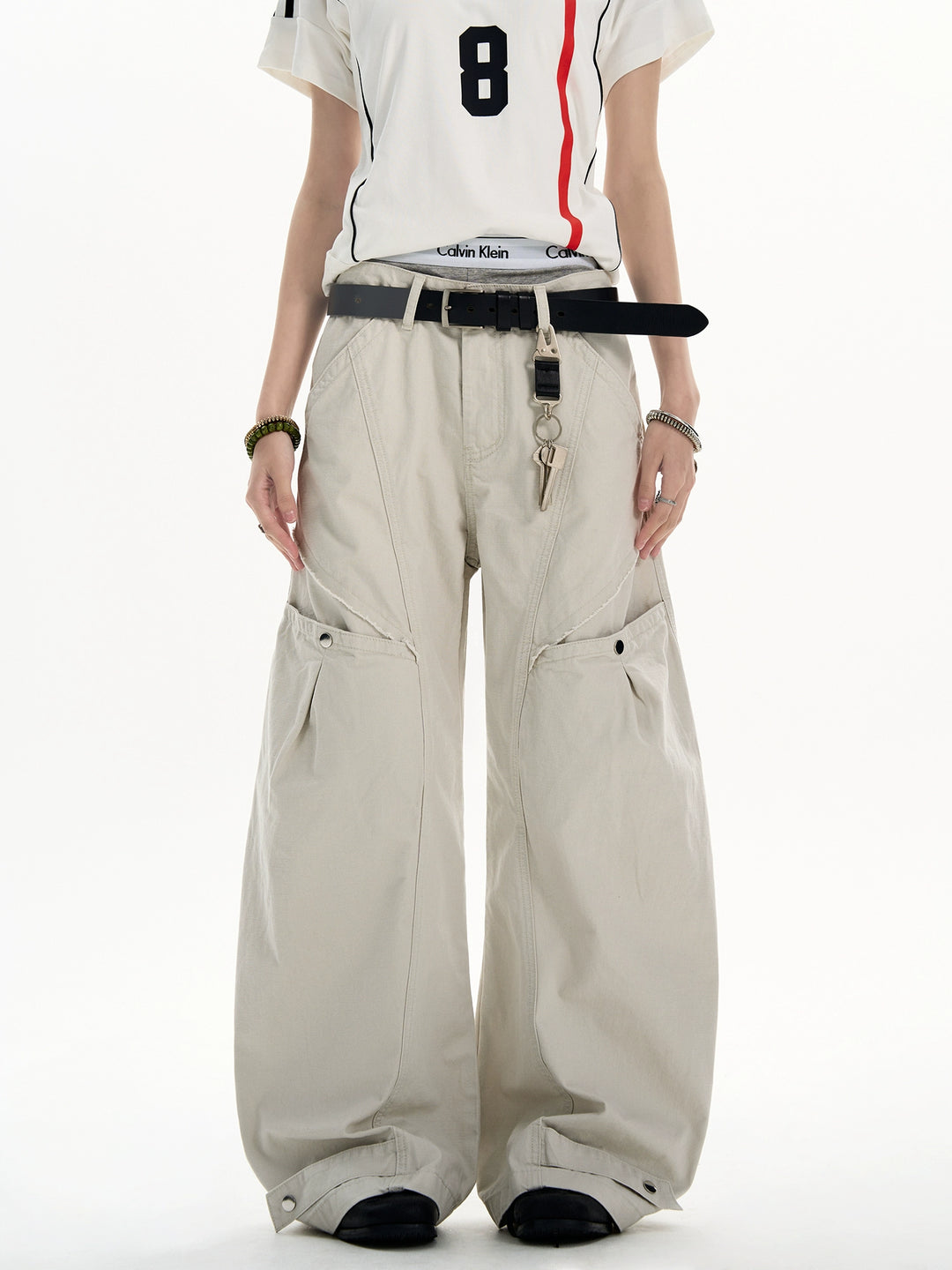 Lockere Arbeitshosen mit Cargo-Taschen 