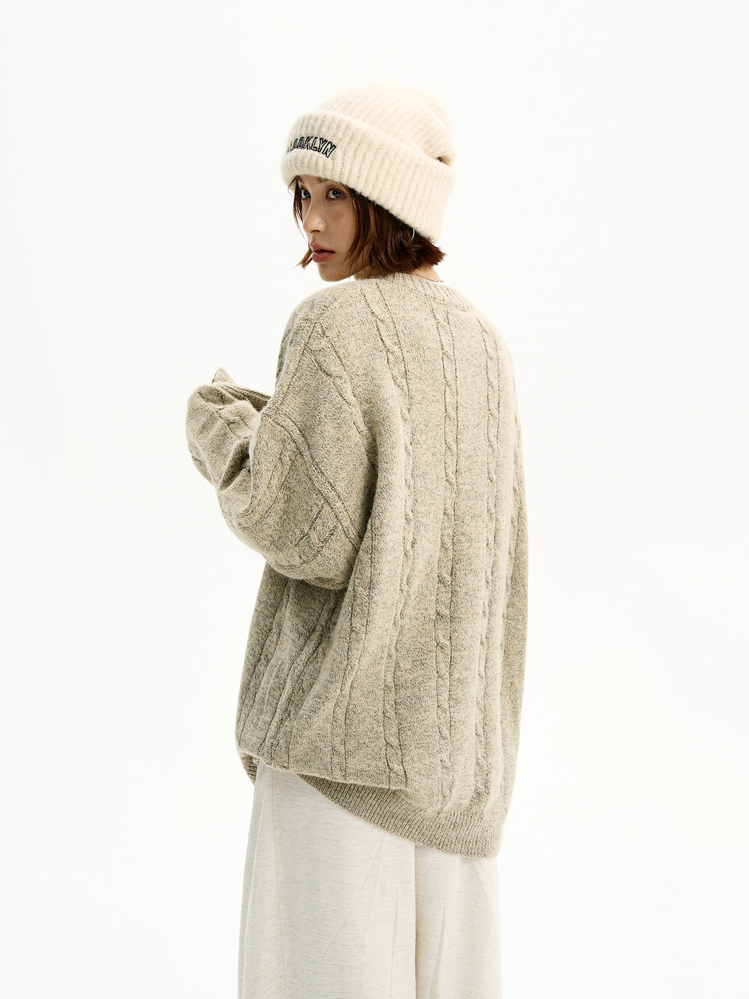 Cable Knit Henley Knappe Sweatshirt Genser 