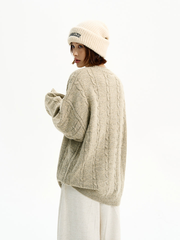 Cable Knit Henley Knappe Sweatshirt Genser 