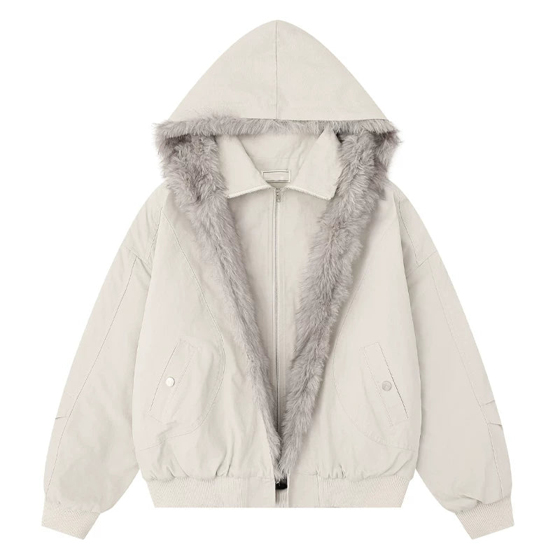 Hooded Faux Fur Collar Padded Jacket