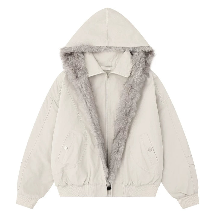 Hooded Faux Fur Collar Padded Jacket