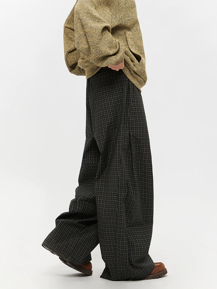 Plaid Loose Wide-Leg Pants