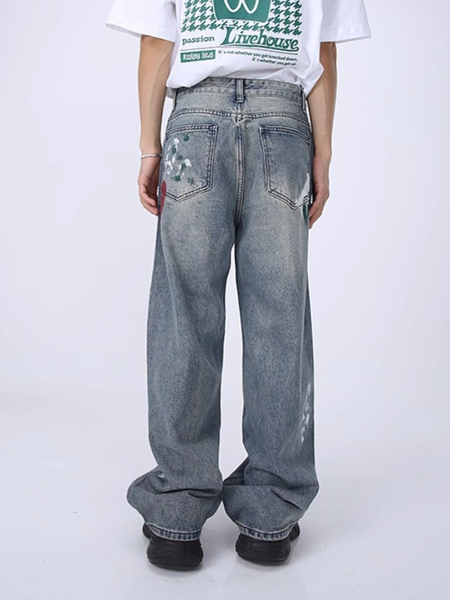 Loose Ripped Wide-Leg Jeans