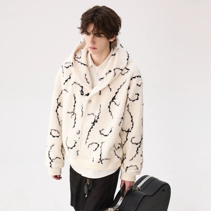 Zware Wol Hooded Gestreepte Sweatshirt 