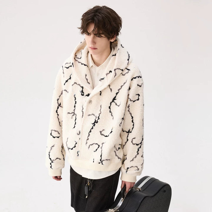 Zware Wol Hooded Gestreepte Sweatshirt 