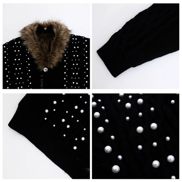 Fur Collar Fleece Lined Knit Sweater