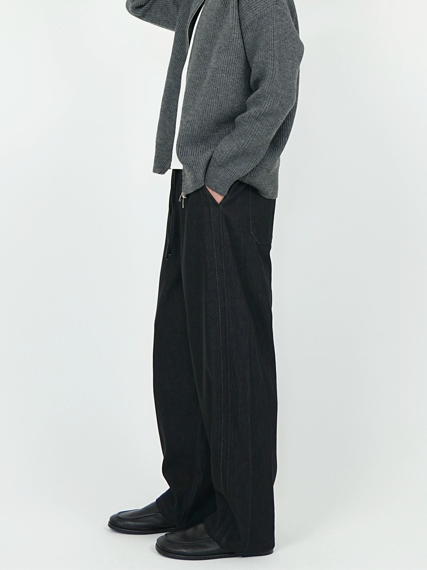 Lyocell Denim Geniş Paça Esnek Bel Pantolonu 