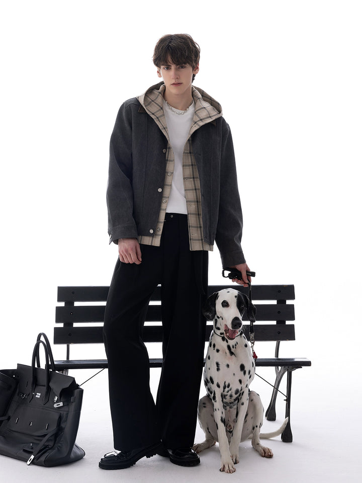 Plaid Lining Hooded Jacket
