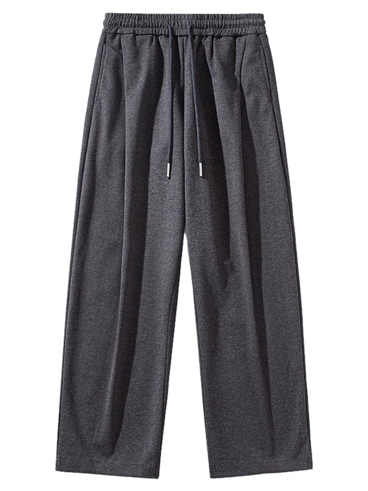 Pantalones de chándal de pierna ancha de lana con cordón 