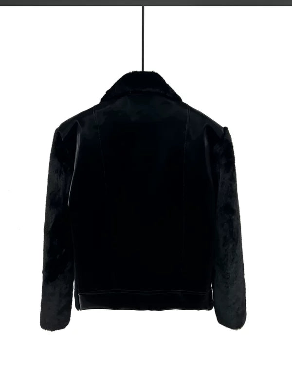 Manteau d'hiver court en fausse fourrure à revers 