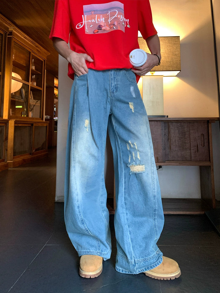 Losse Pas Versleten Gewassen Jeans Broek 