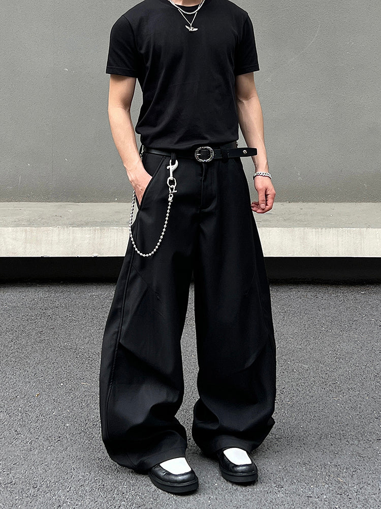 Wide-Leg Pleated Casual Pants