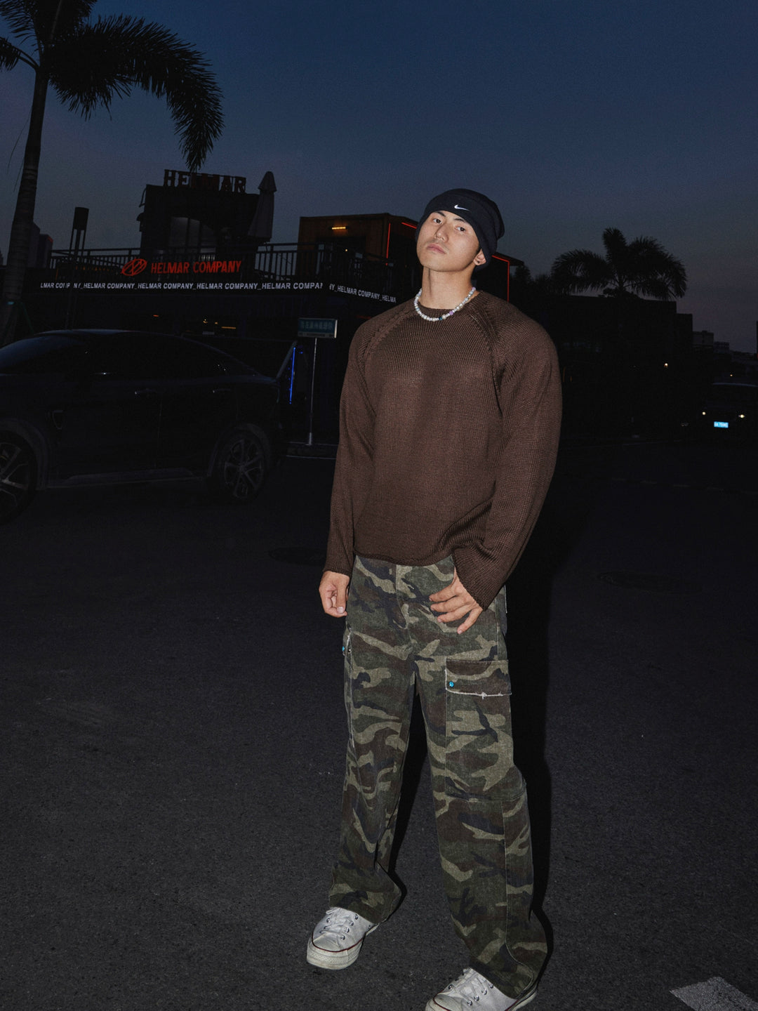 Pantaloni casual dritti multi-tasca in camouflage 