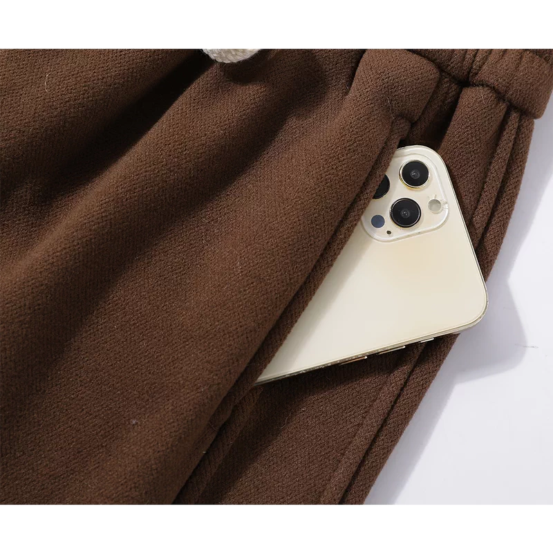 Pantalones de pierna ancha de talle alto forrados de forro polar 