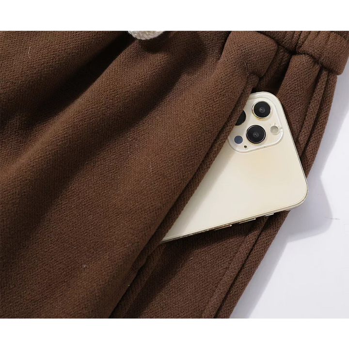 Pantalones de pierna ancha de talle alto forrados de forro polar 