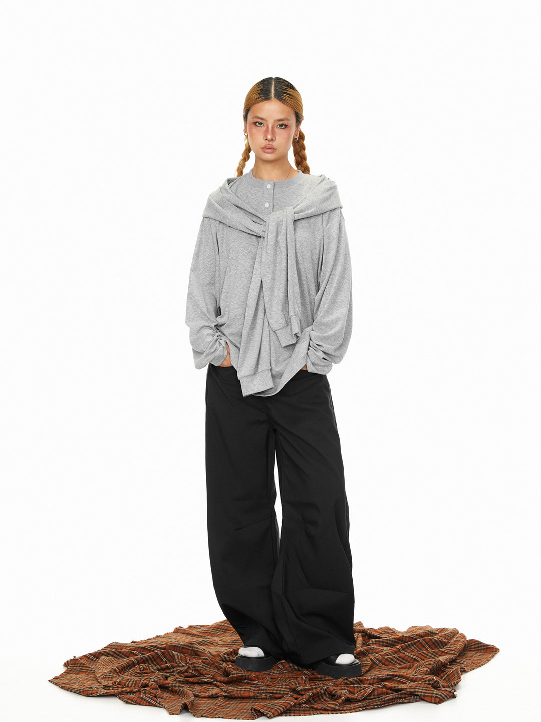 Retro Two-Piece Loose Turtleneck Top