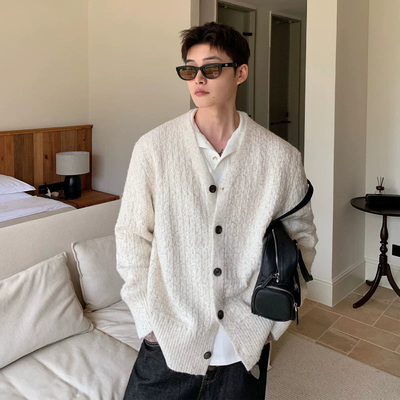 Wollen V-hals Relaxed Jacquard Cardigan 