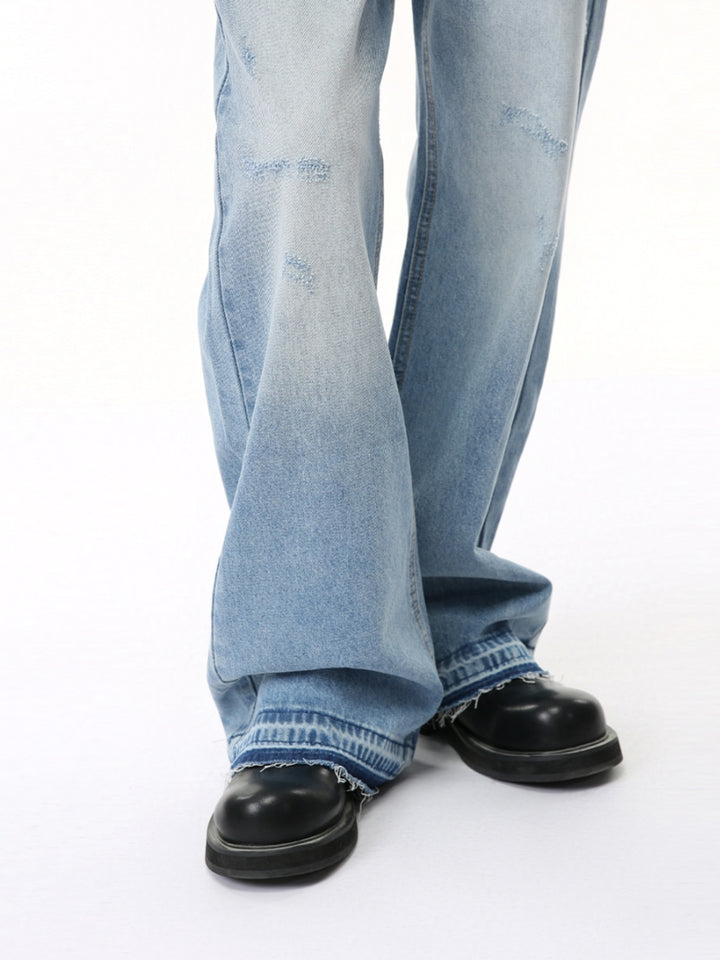 Mid-Waist Ripped Flared Jeans 