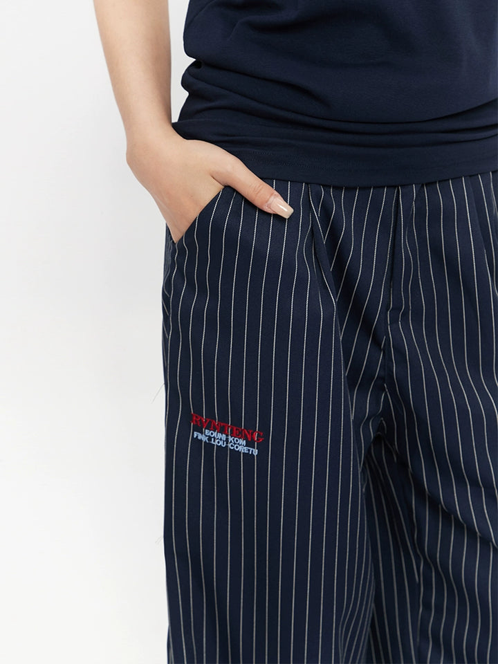 High Waist Striped Wide Leg Pants