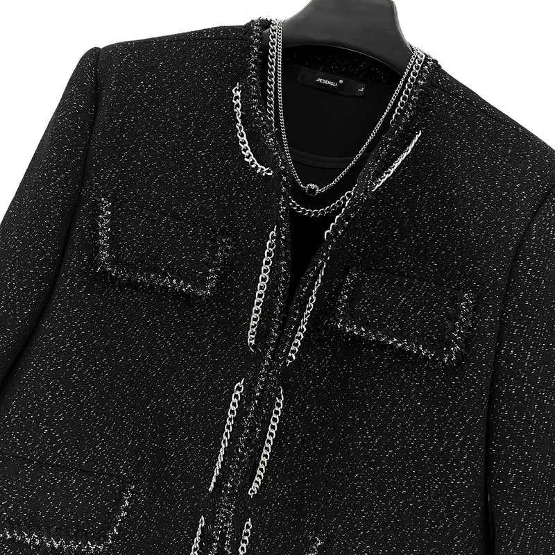 Chain Detail Casual Short Jacket