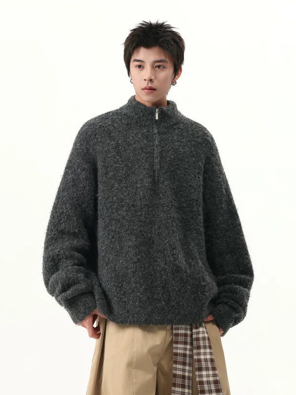 Half-Zip Fuzzy Knit Sweater
