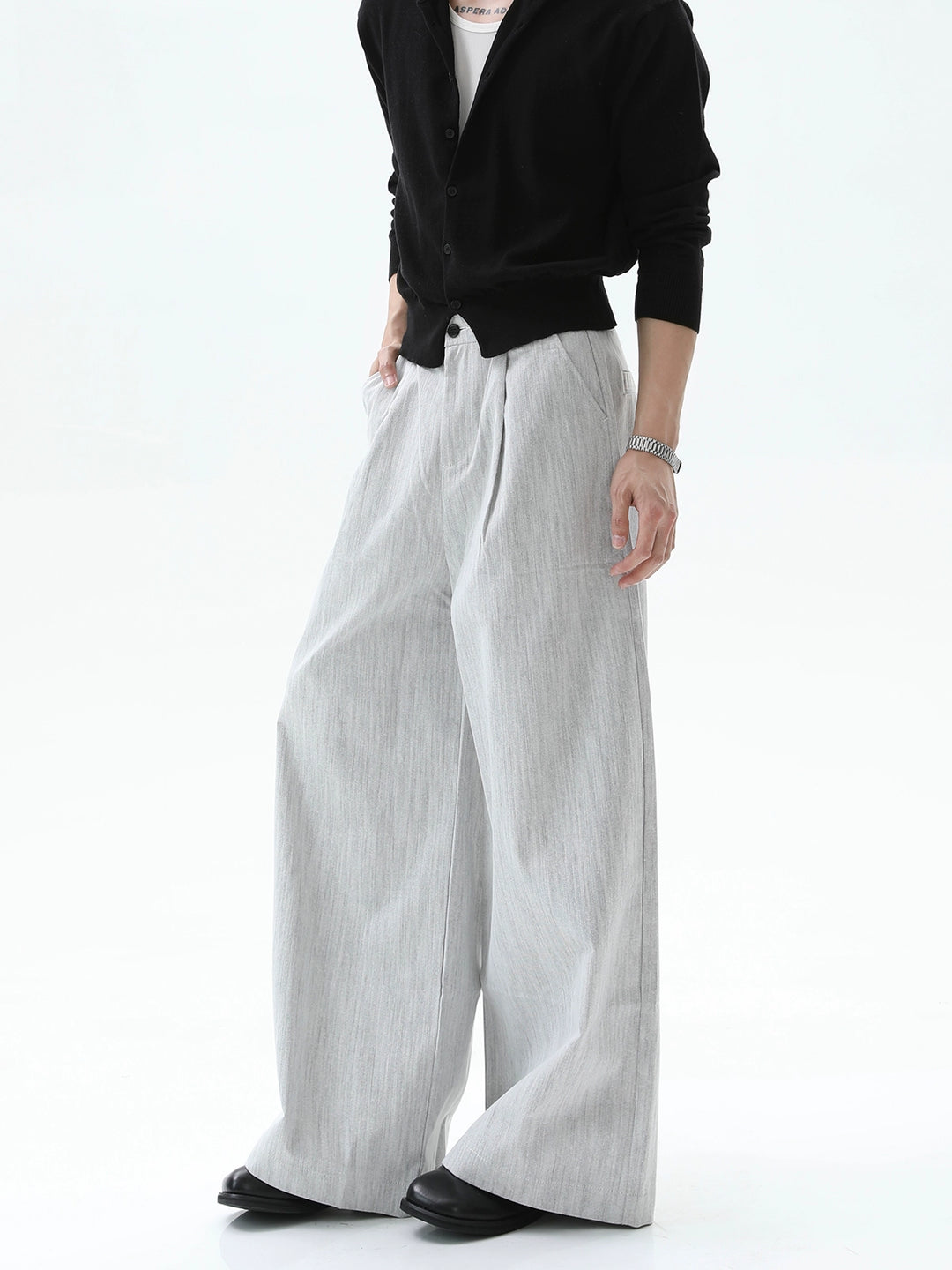 Pantalons décontractés en mélange de lin à coupe ample 