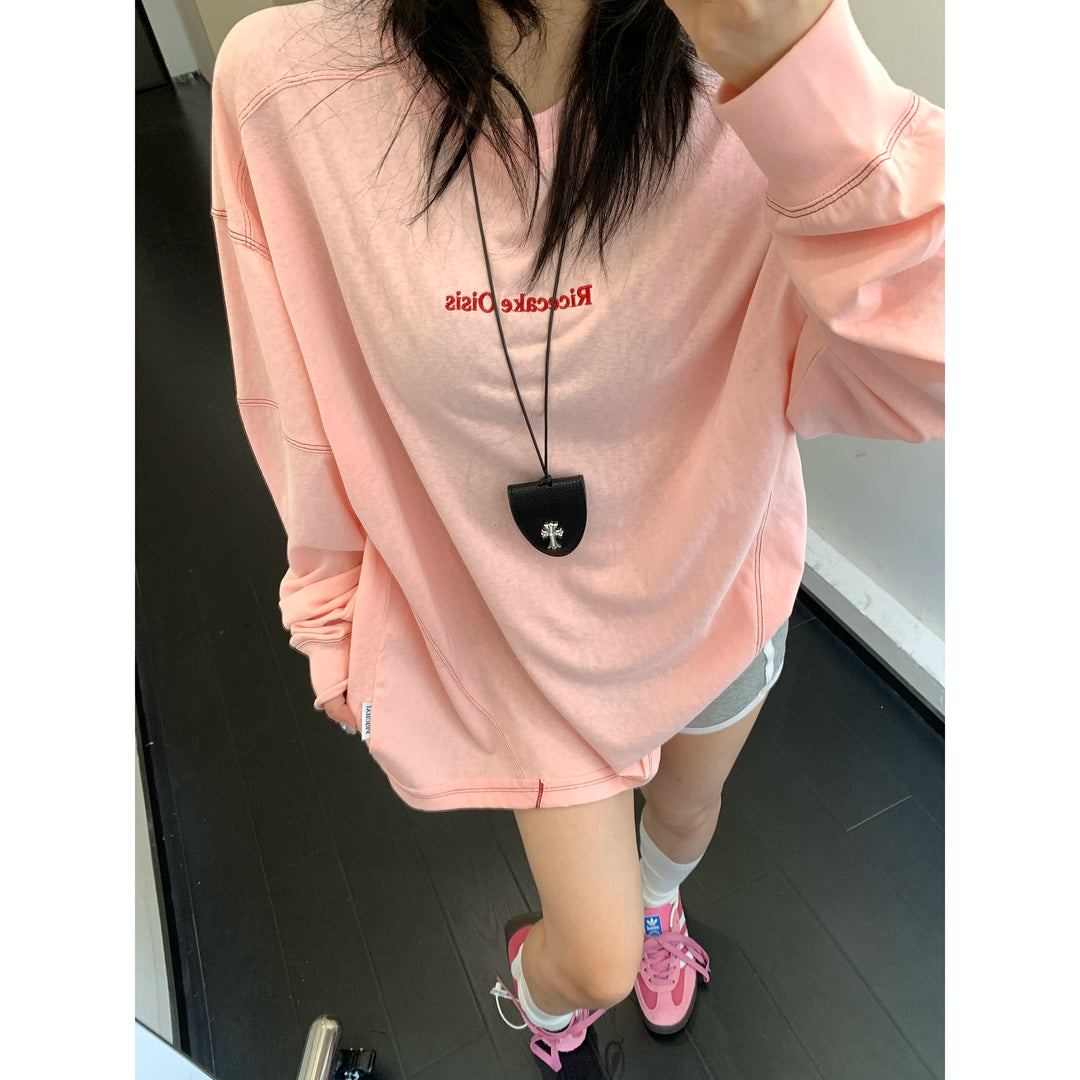 Loose Fit Embroidered Long Sleeve Turtleneck