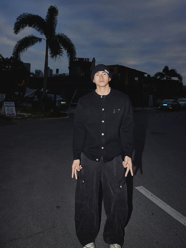 Gilet en tricot à boutons de style urbain 