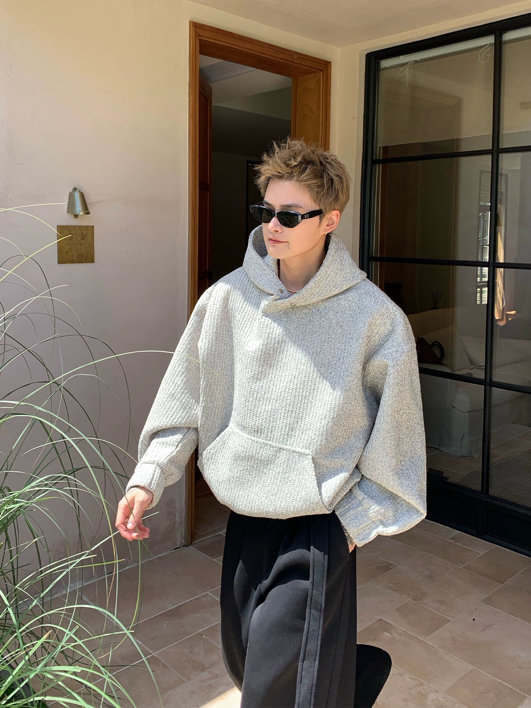 Pull à capuche en tricot lâche 