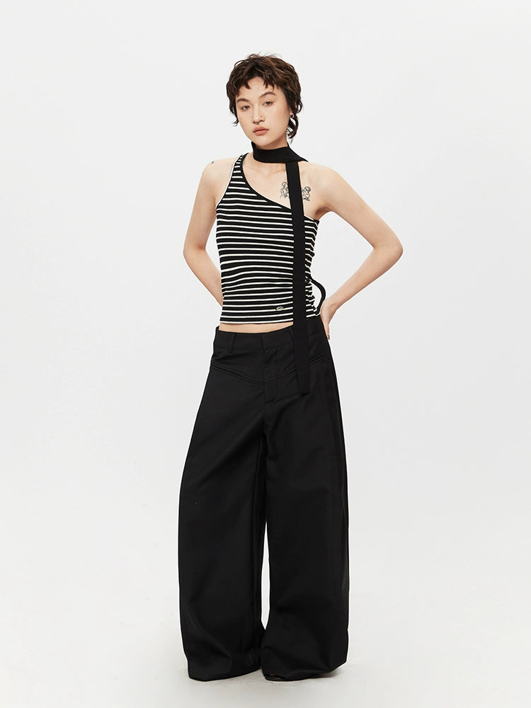 Striped Asymmetrical Scarf Tank