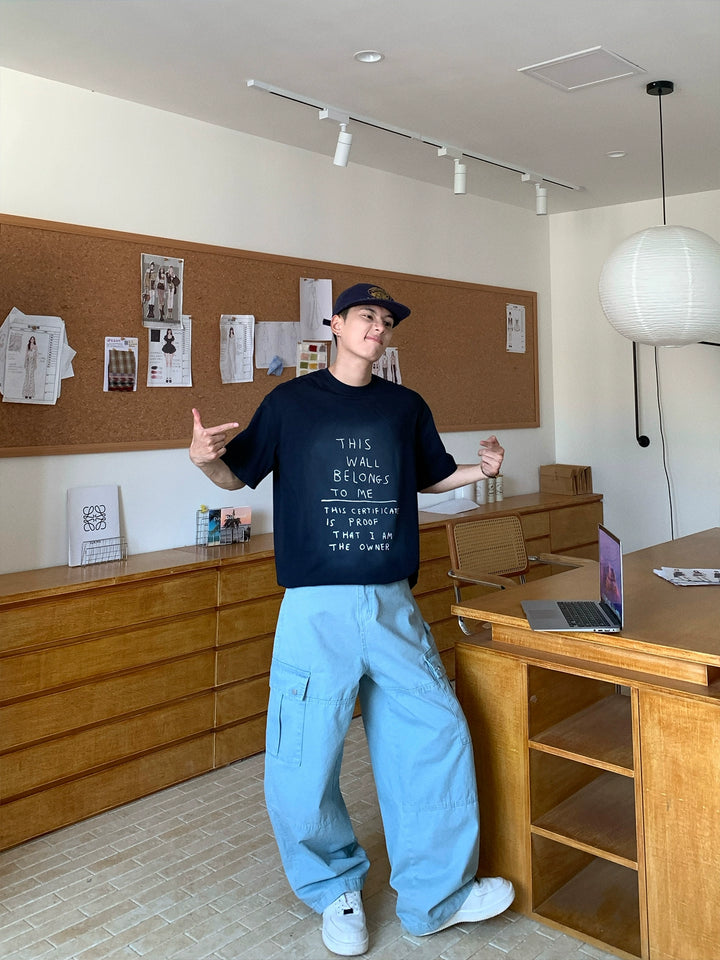 Oversized Letter Print Short Sleeve Pullover
