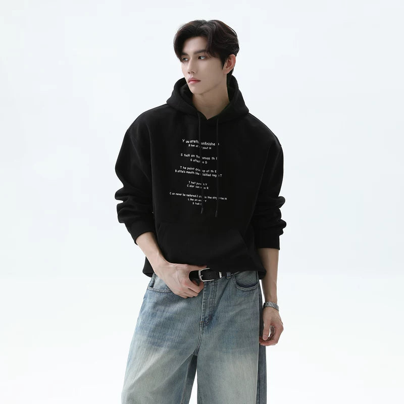 Minimalist Letter Print Loose Fit Hoodie
