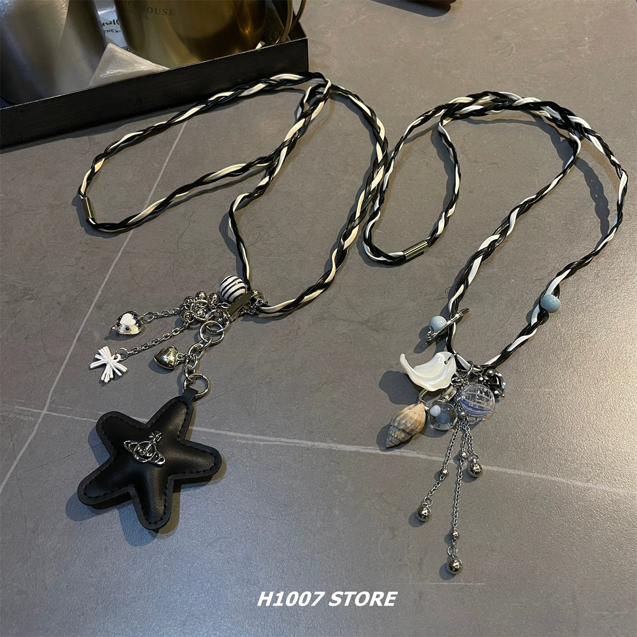 Braided Conch Star Pendant Necklace Chain