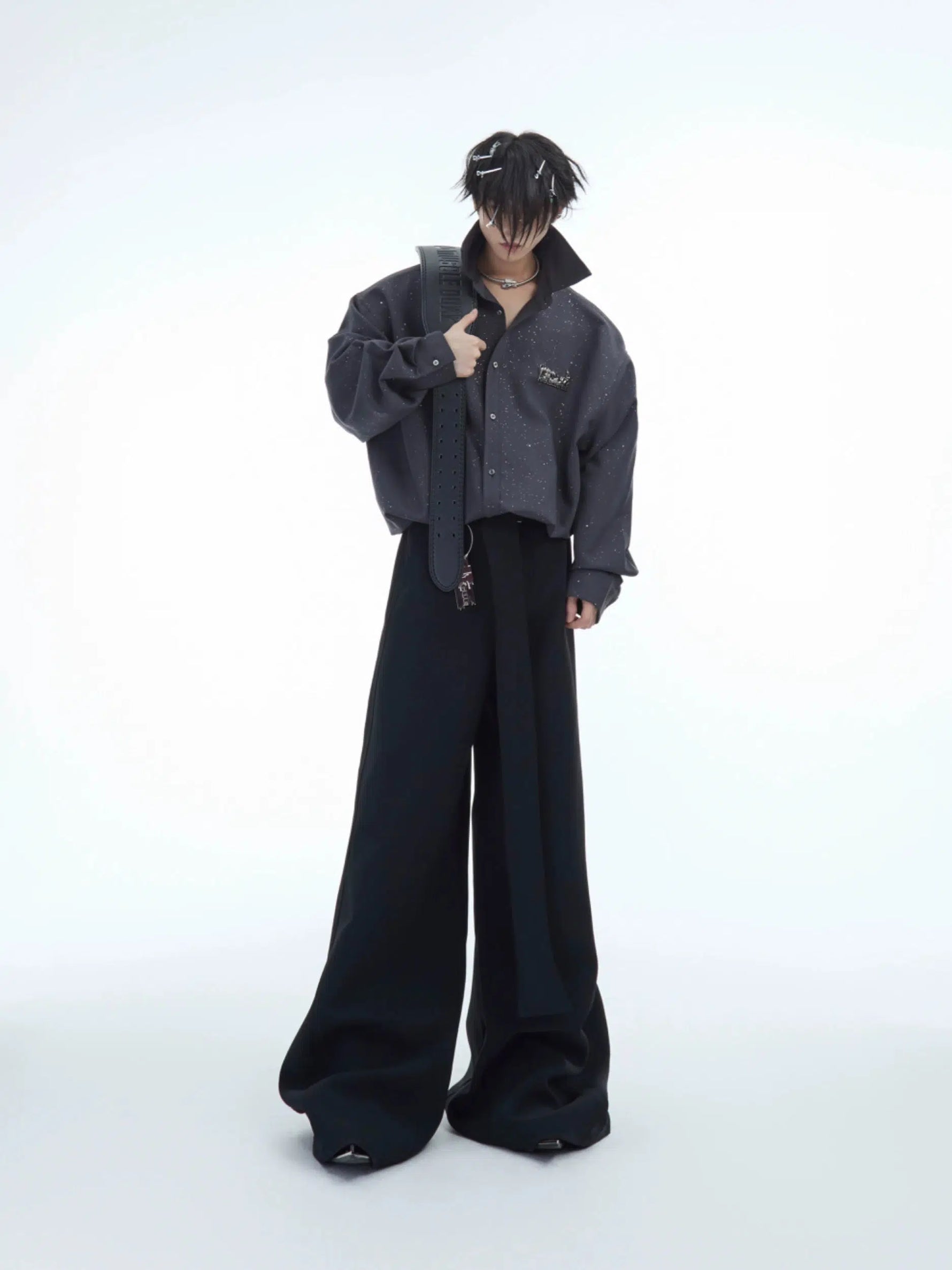 Metallic Detail Long-Sleeve Shirt