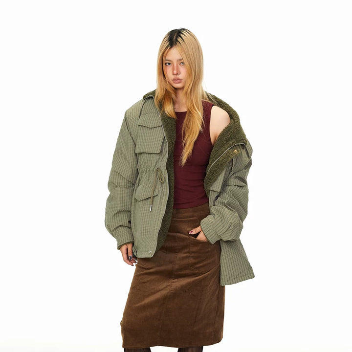 Lambswool Plaid Multi-Pocket Jacket