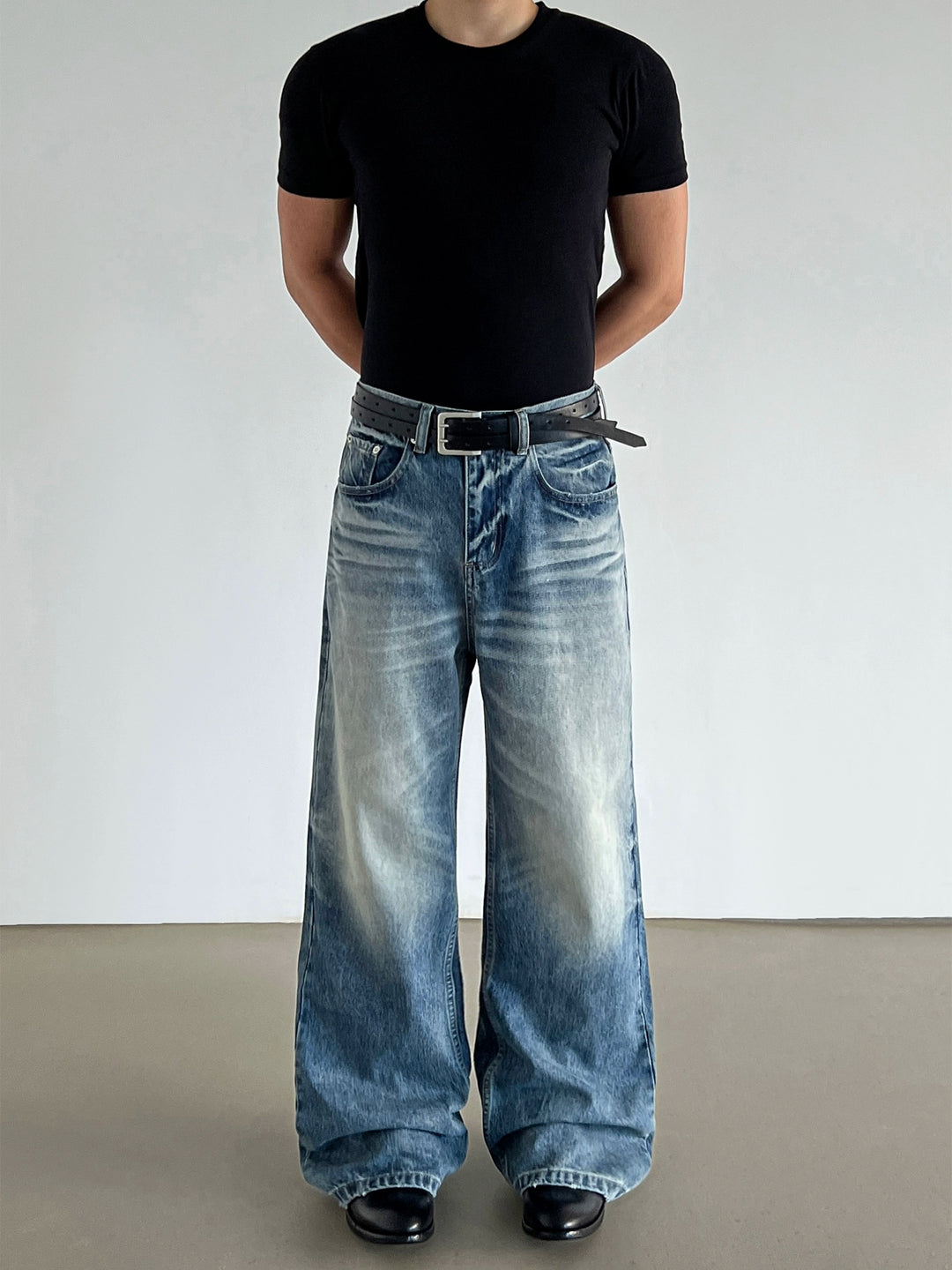 A-Line Straight Wide-Leg Baggy Jeans