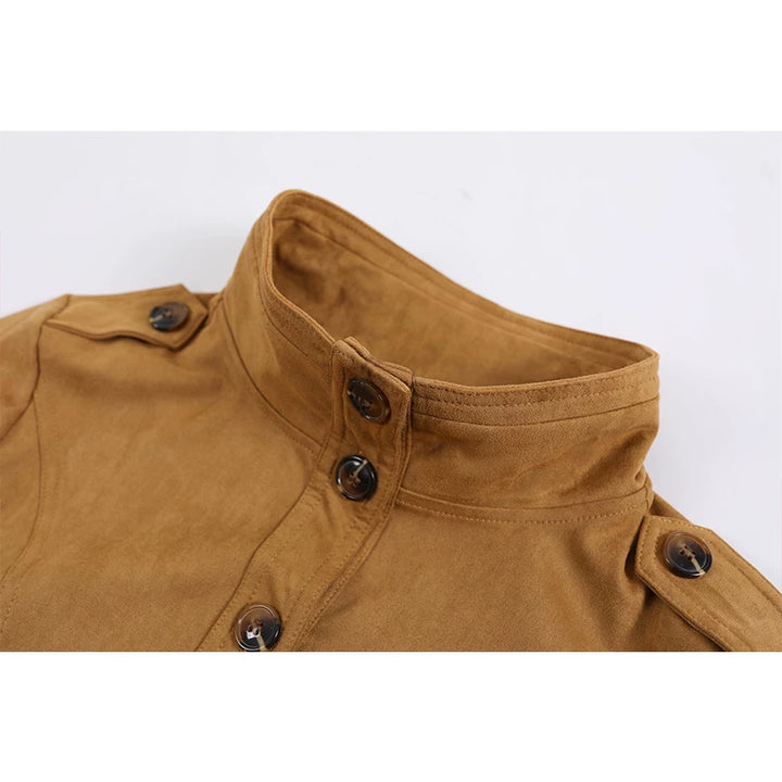 Suede-Textured Slim Fit Short Jacket