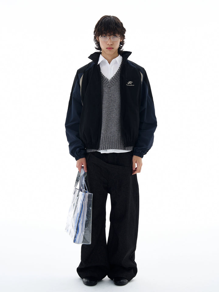 Retro-Jersey-Stil Splicing Sportjacke 