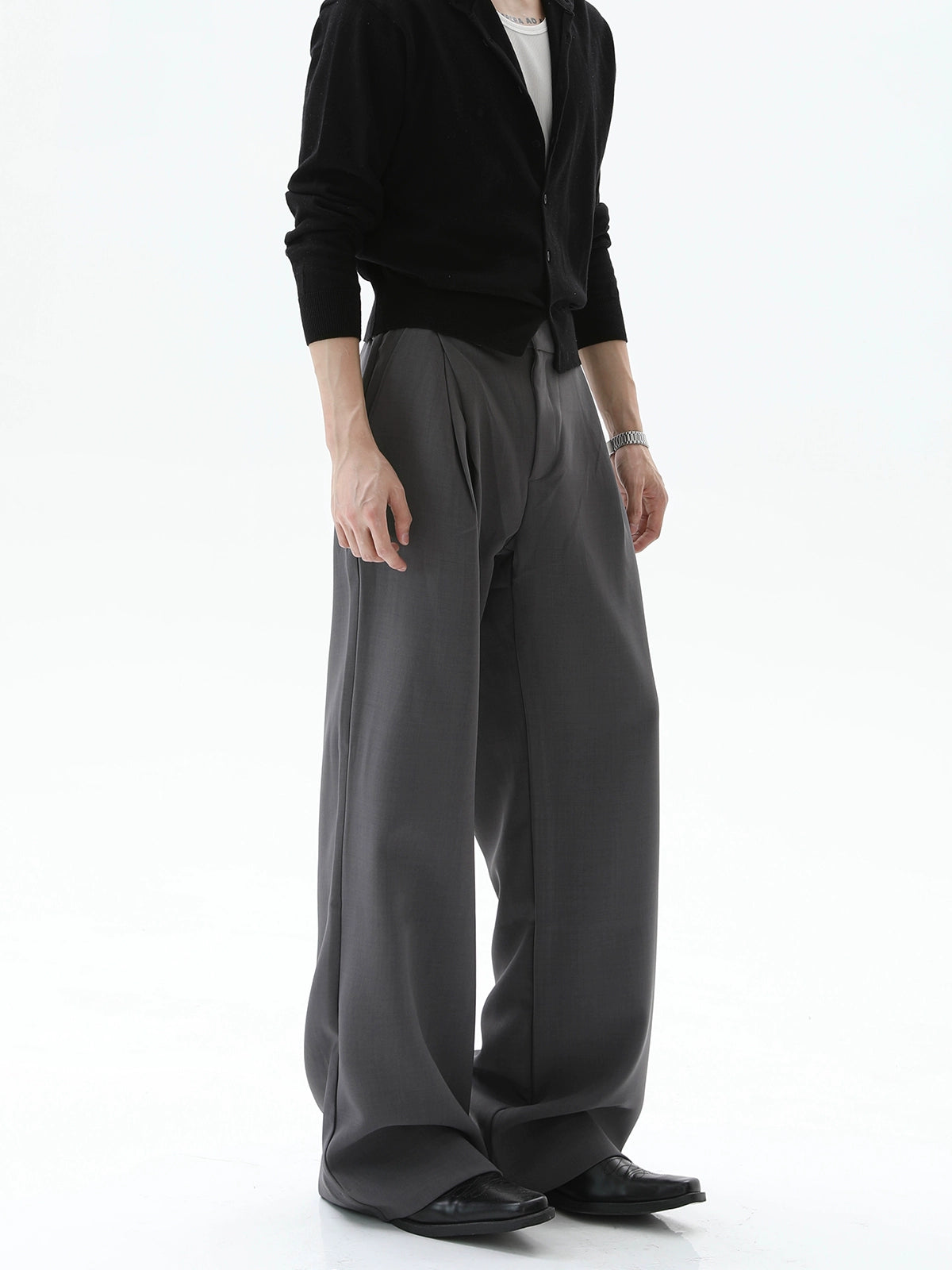Pleated Wide-Leg Loose Fit Pants