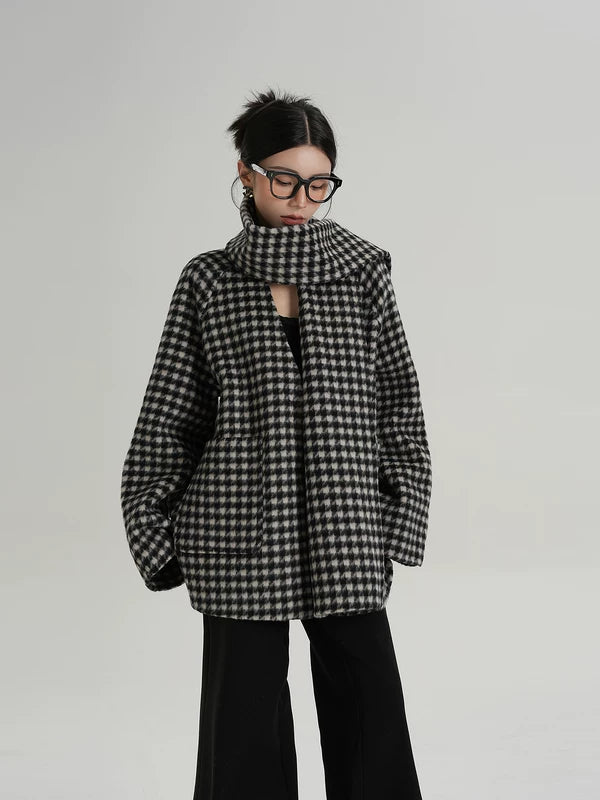 Плаидовый шершащий шарф-воротник 