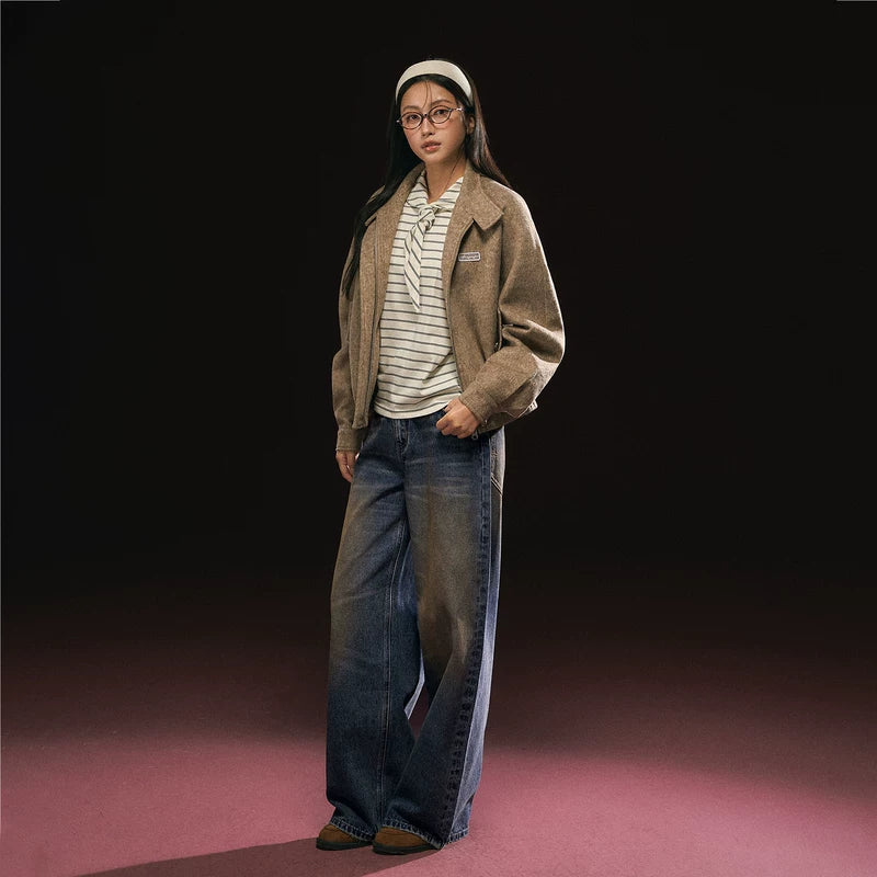 Calças de Denim Largas e Soltas Retro 