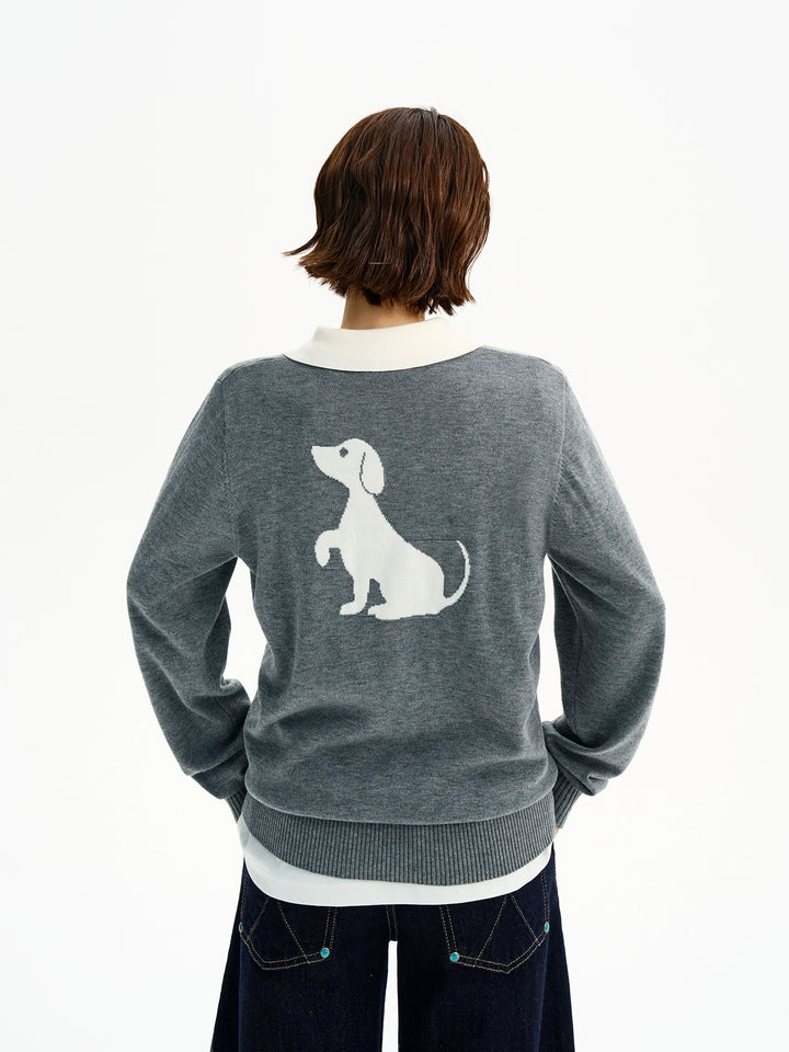 Dachshund-Krawattenstrick-Polo-Pullover 